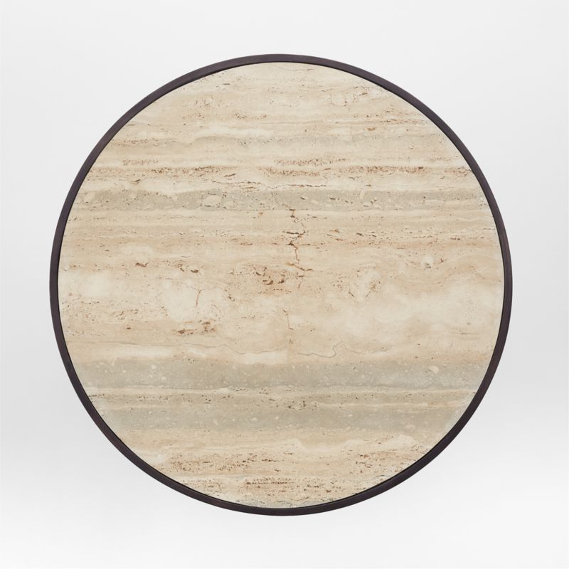 Unica 48" Round Mango Wood and Travertine Dining Table by Athena Calderone - image 11 of 13