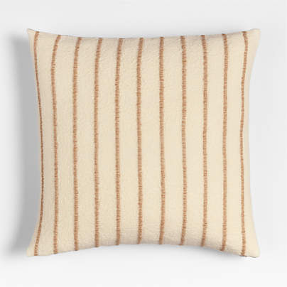 Selma Wool Blend Stripe 23"x23" Arctic Ivory Throw Pillow with Down-Alternative Insert
