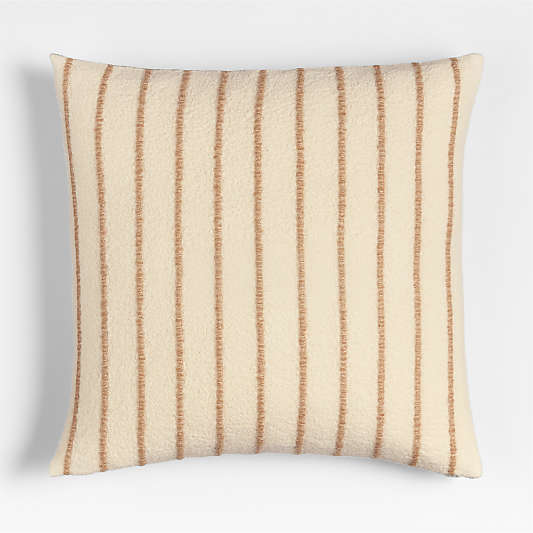 Selma Wool Blend Stripe 23"x23" Arctic Ivory Throw Pillow with Feather Insert