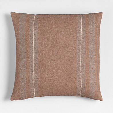 View Selma Wool Blend Stripe 23"x23" Carmelo Tan Throw Pillow with Feather Insert details