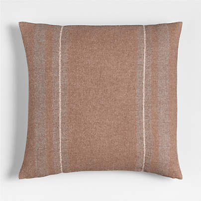 Selma Wool Blend Stripe 23"x23" Carmelo Tan Throw Pillow with Feather Insert