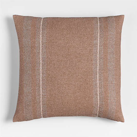 Selma Wool Blend Stripe 23"x23" Carmelo Tan Throw Pillow with Down-Alternative Insert