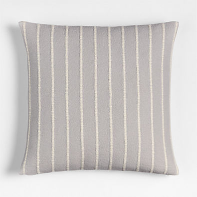 View Selma Wool Blend Stripe 23"x23" Light Grey Throw Pillow with Down-Alternative Insert details