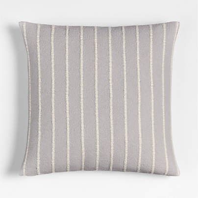 Selma Wool Blend Stripe 23"x23" Light Grey Throw Pillow Cover