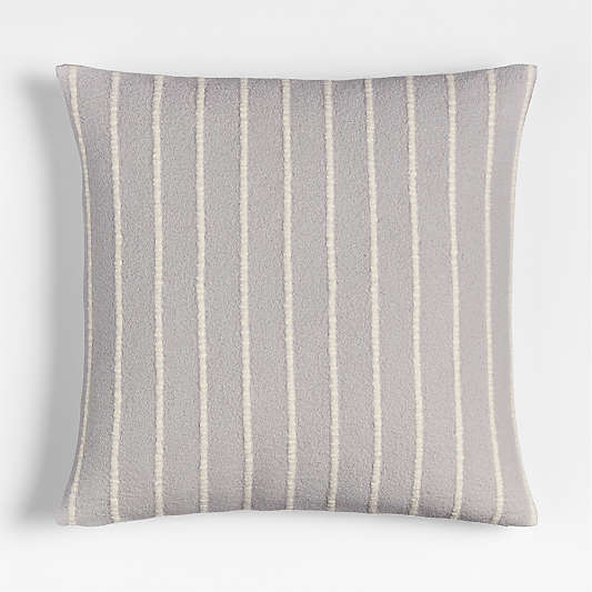 Selma Wool Blend Stripe 23"x23" Light Grey Throw Pillow Cover