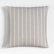 Selma Wool Blend Stripe 23"x23" Light Grey Throw Pillow Cover