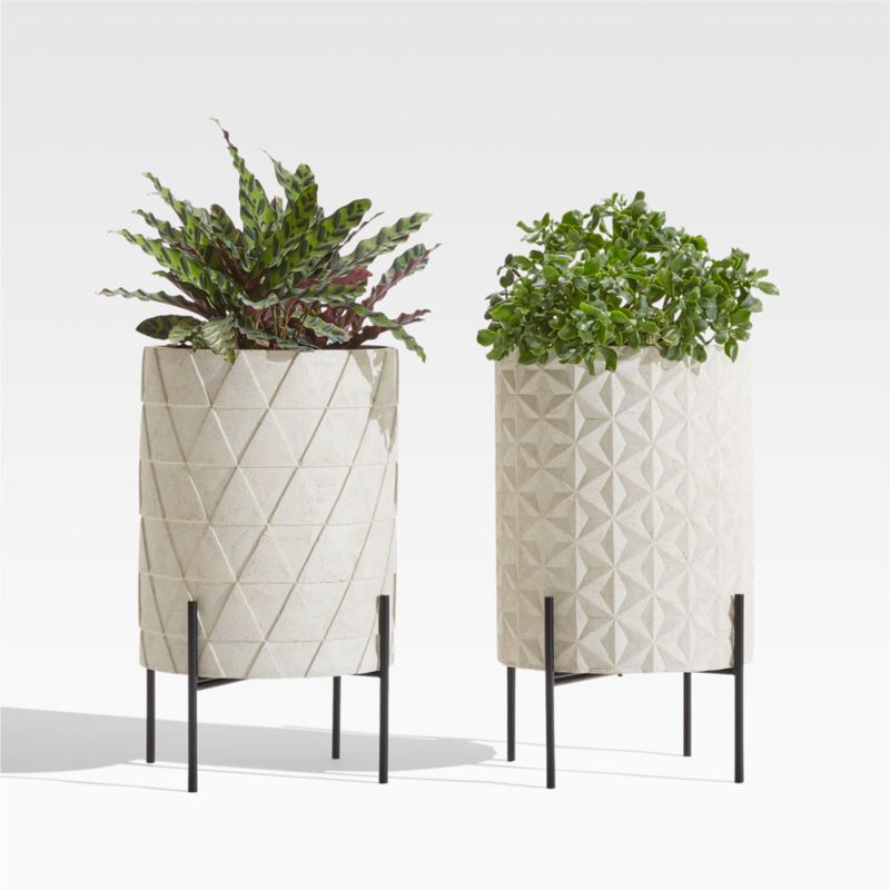 Sema Geometric Triangle Volcanic Stone Outdoor Planter with Planter ...