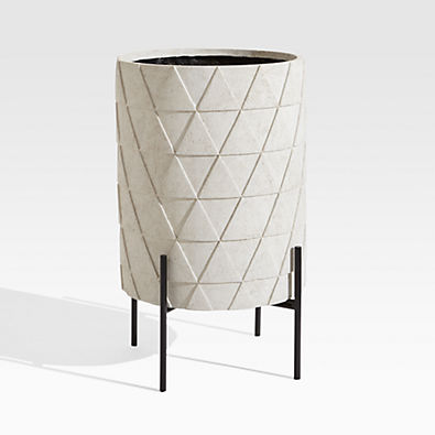 View Sema Geometric Triangle Volcanic Stone Outdoor Planter with Stand details