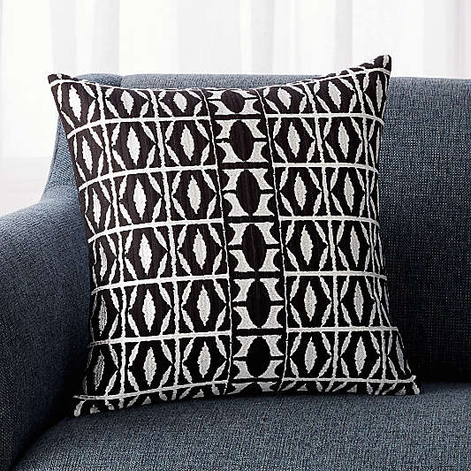 Seneca Black Patterned Pillow with Feather Insert 18"