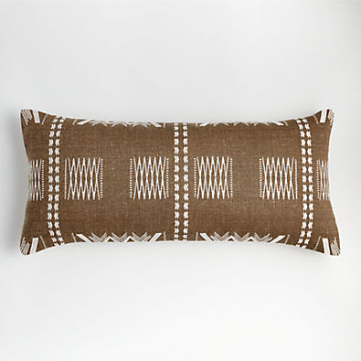 View Sentul 36"x16" Olive Embroidered Throw Pillow with Feather Insert details
