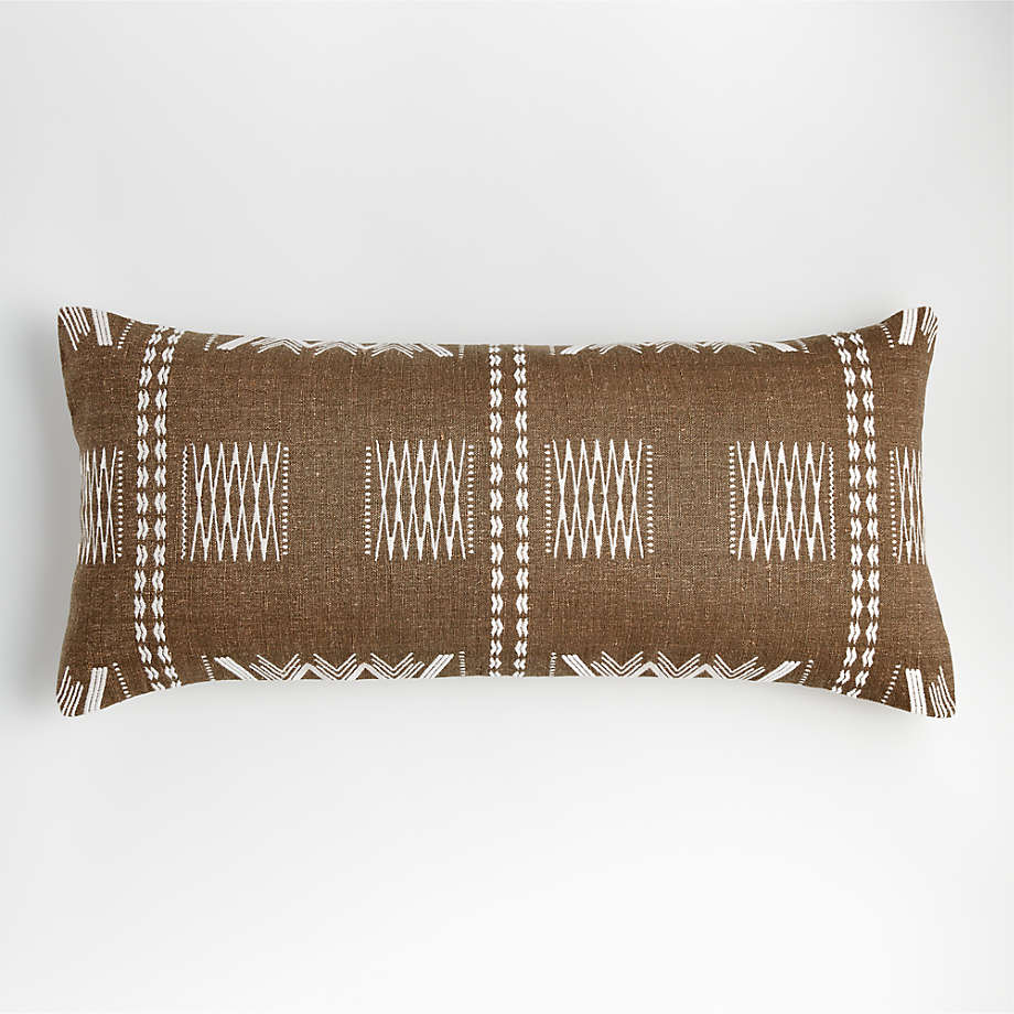 Sentul 36"x16" Olive Embroidered Throw Pillow Cover (Open Larger View)