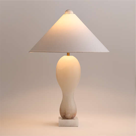 Seraph Alabaster Table Lamp with Fabric Shade 27.2"