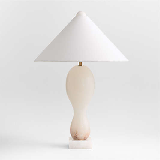 Seraph Alabaster Table Lamp with Fabric Shade 27.2"