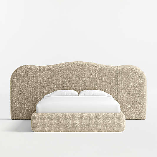 Seraph Upholstered Extended Winged Queen Bed
