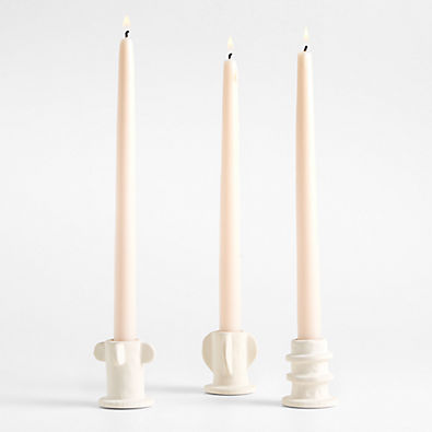 View Serax Beige "02" Molly Stoneware Taper Candle Holders Set of 3 details