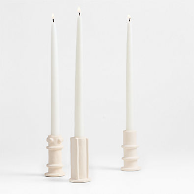 View Serax Beige "03" Molly Stoneware Taper Candle Holders Set of 3 details