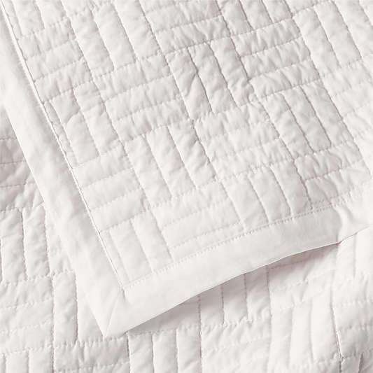 Serene Washed Organic Cotton Sateen Classic Stitch White King Quilt
