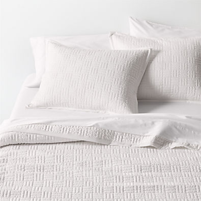 View Serene Washed Organic Cotton Sateen Classic Stitch White King Quilt details