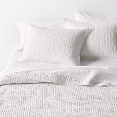 Serene Washed Organic Cotton Sateen Classic Stitch White Full /Queen Quilt