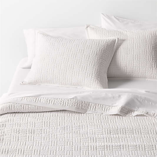 Serene Washed Organic Cotton Sateen Classic Stitch White Bed Pillow Sham