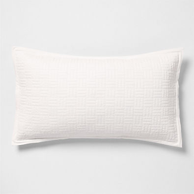 View Serene Washed Organic Cotton Sateen Classic Stitch White King Bed Pillow Sham details