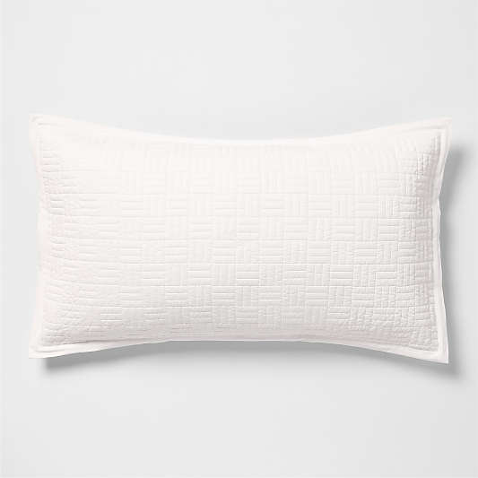 Serene Washed Organic Cotton Sateen Classic Stitch White King Bed Pillow Sham