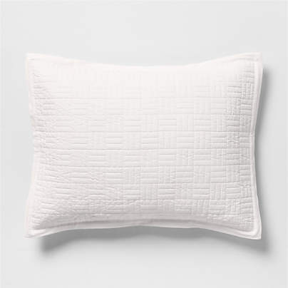 Serene Washed Organic Cotton Sateen Classic Stitch White Standard Bed Pillow Sham