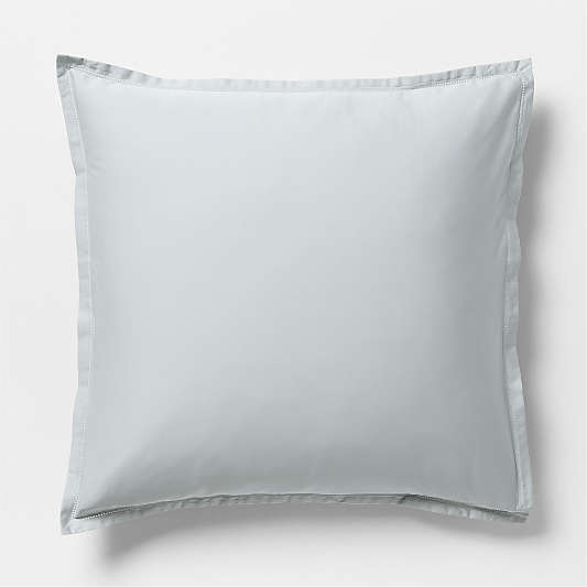 Serene Washed Organic Cotton Sateen Light Mist Blue Euro Bed Pillow Sham