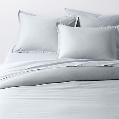 View Serene Washed Organic Cotton Sateen Light Mist Blue King Duvet Cover details