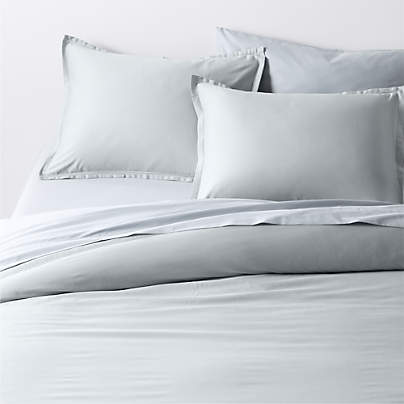 Serene Washed Organic Cotton Sateen Light Mist Blue Full/Queen Duvet Cover