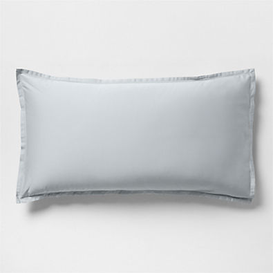 View Serene Washed Organic Cotton Sateen Light Mist Blue King Bed Pillow Sham details