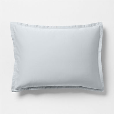 View Serene Washed Organic Cotton Sateen Light Mist Blue Standard Bed Pillow Sham details