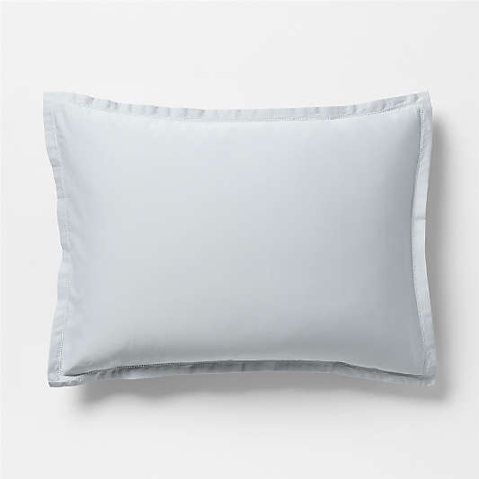 Serene Washed Organic Cotton Sateen Light Mist Blue Bed Pillow Sham