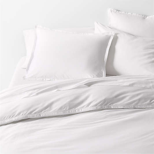 Serene Washed Organic Cotton Sateen White Pillowcases, Set of 2