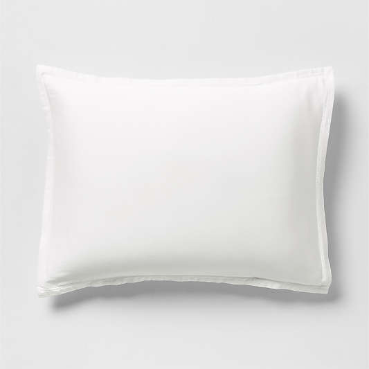 Serene Washed Organic Cotton Sateen White Bed Pillow Sham