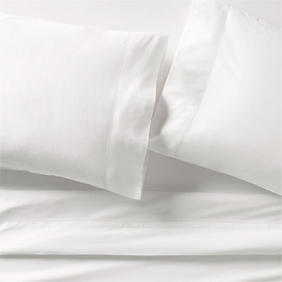 View Serene Washed Organic Cotton Sateen White Queen Sheet Set details