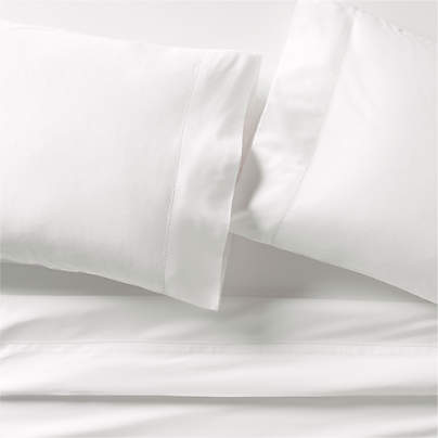 Serene Washed Organic Cotton Sateen White King Sheet Set