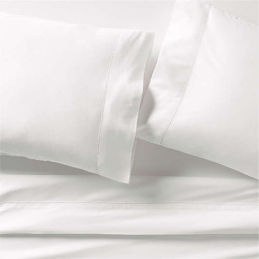 Serene Washed Organic Cotton Sateen White Sheet Set