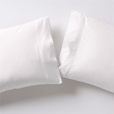 View Serene Washed Organic Cotton Sateen White Standard Pillowcases, Set of 2 details