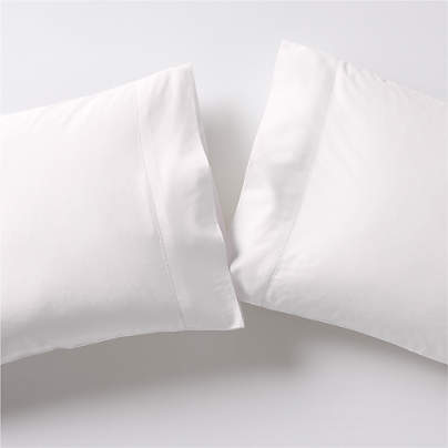 Serene Washed Organic Cotton Sateen White King Pillowcases, Set of 2