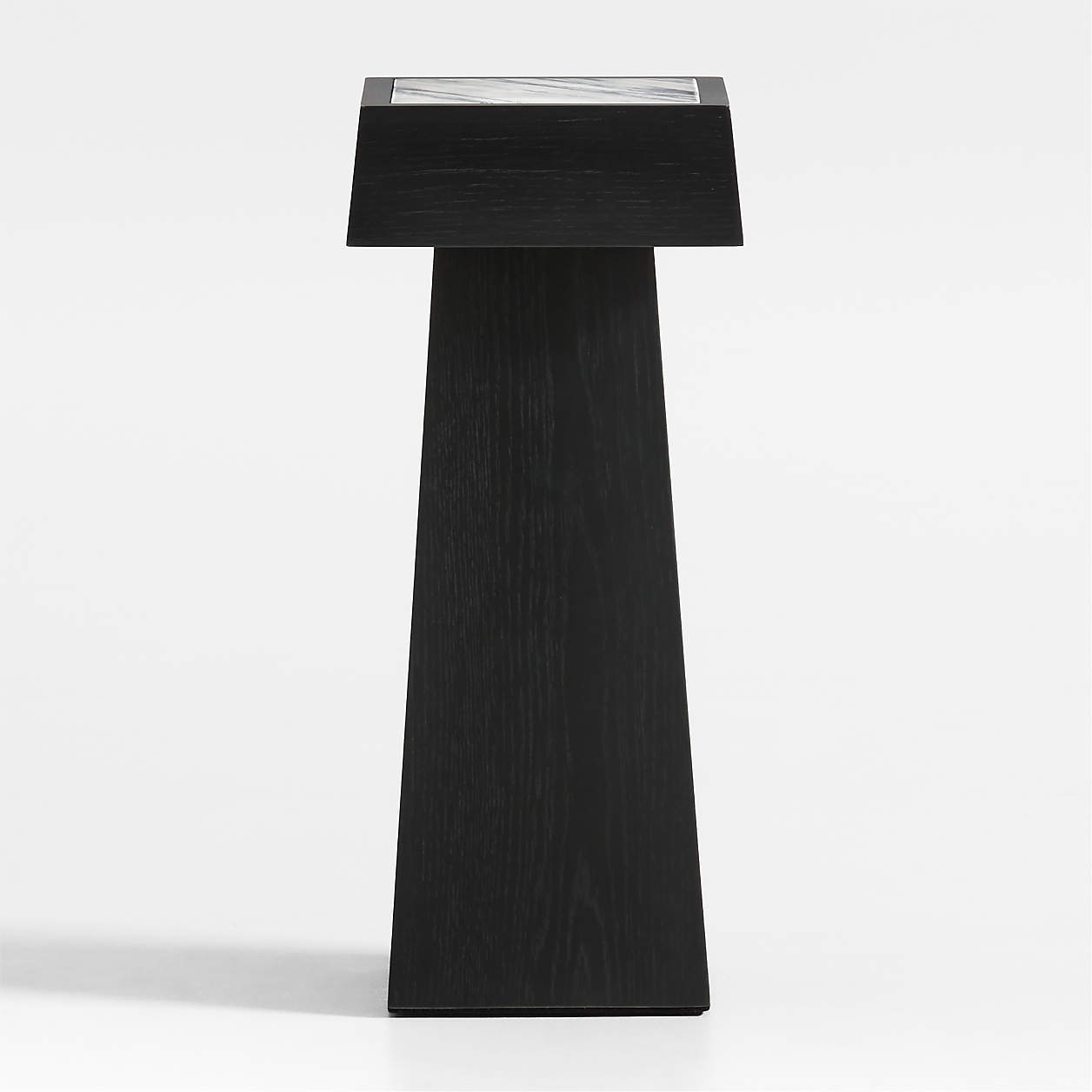 Seriana Charcoal Oak Wood and Marble Square Pedestal End Table Crate