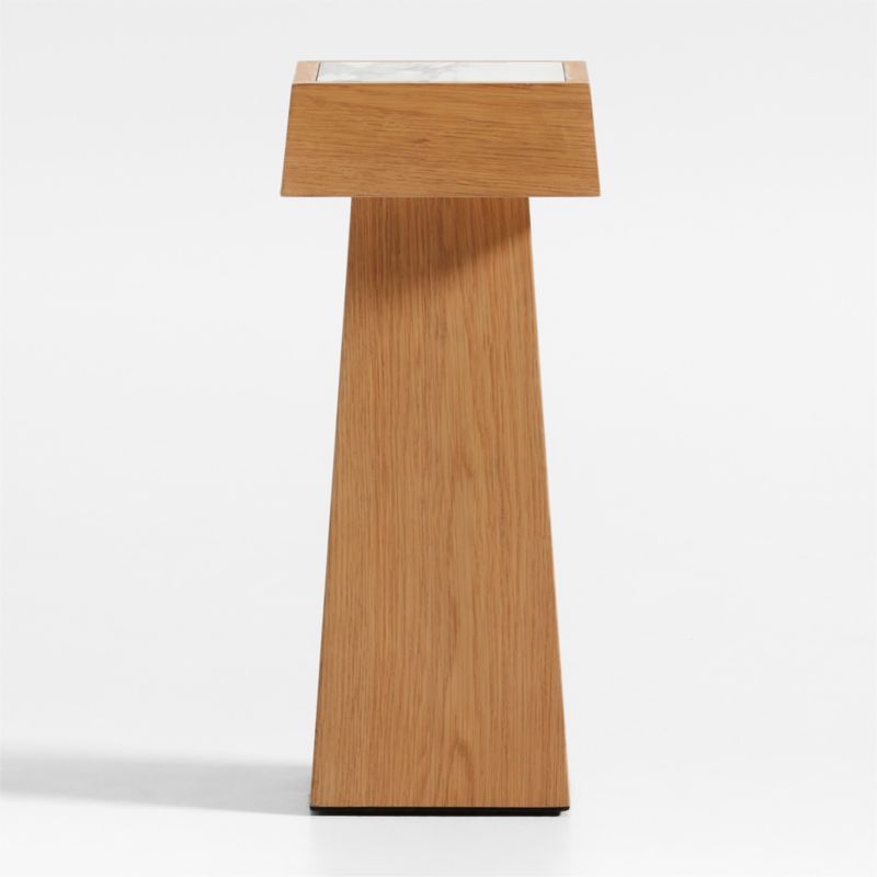 Seriana Natural Oak Wood and Marble Square Pedestal End Table - image 0 of 10