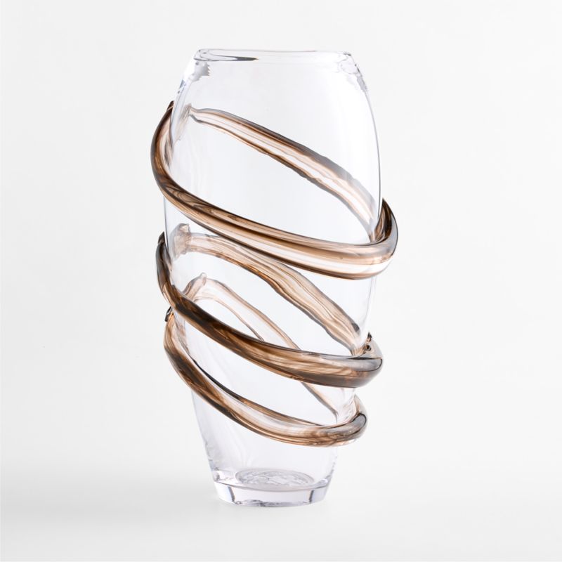 Serpentine Tall Brown Swirl Glass Vase 16" by Laura Harrier and Tiffany Howell - image 1 of 5