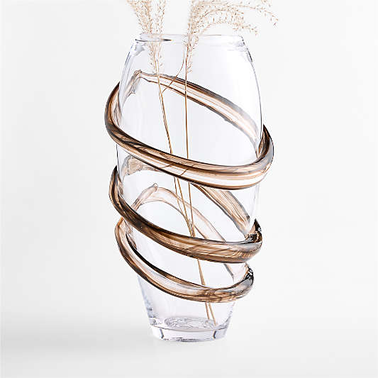 Serpentine Tall Brown Swirl Glass Vase 16" by Laura Harrier and Tiffany Howell