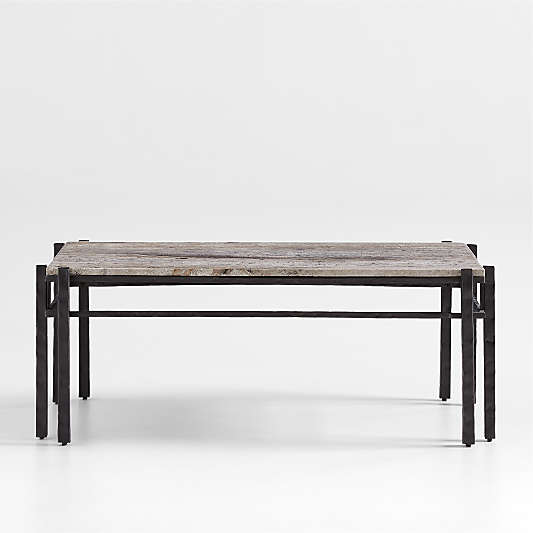 Serra Rectangular Silver Travertine Coffee Table