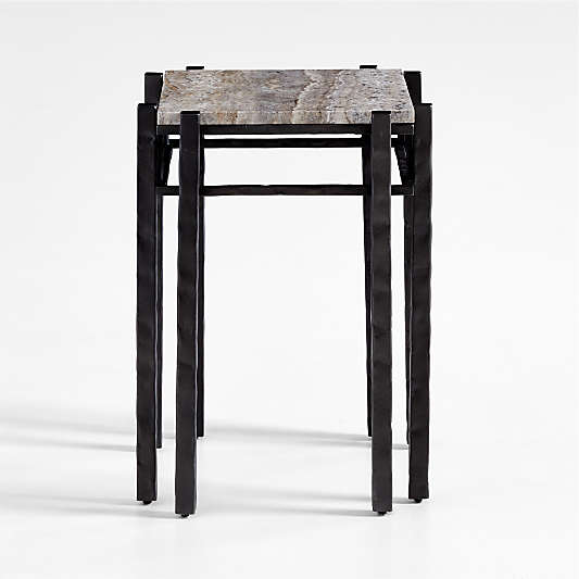 Serra Silver Travertine End Table