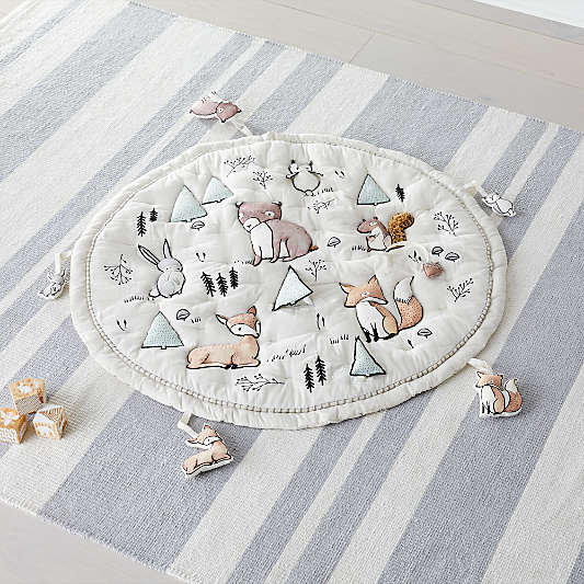 Woodland Animals Baby Activity Play Mat with Animal Rattles, Set of 5