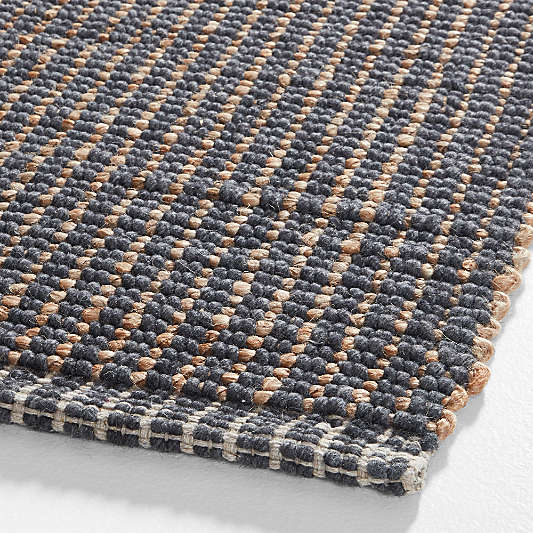 Seville Jute/Wool Blend Striped Black Area Rug