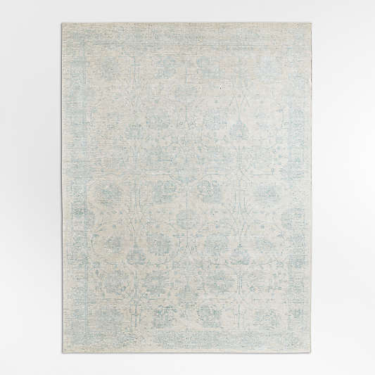 Seychelles Wool Blend Traditional Handwoven Light Blue Area Rug