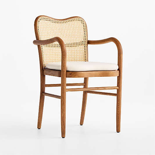 Sofi Cane and Warm Brown Solid Oak Wood Dining Armchair